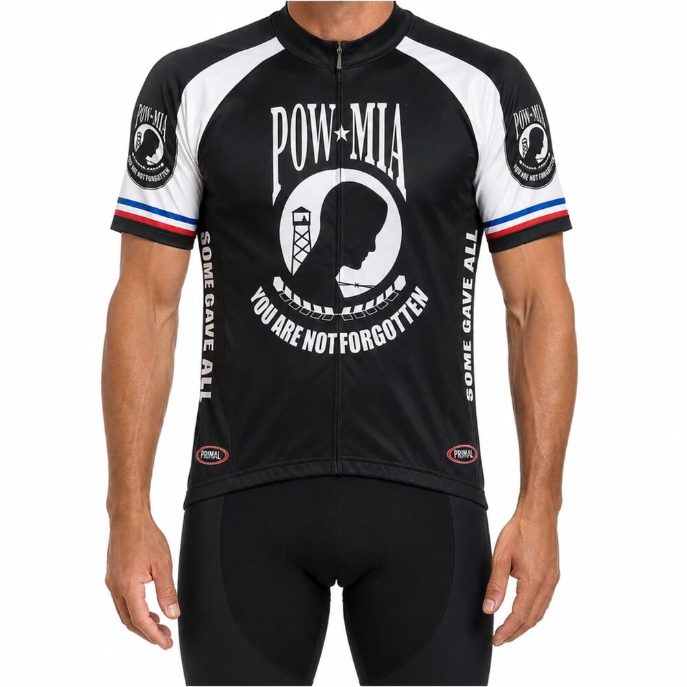 Primal POW MIA Cycling Jersey Men's Large Short Sleeve 1/2 Zip Tribute Shirt